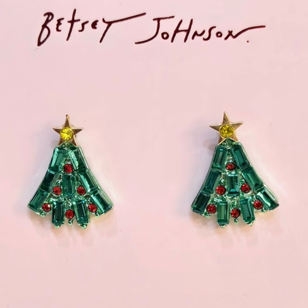 BETSEY JOHNSON Santa Baby Red & Green Crystal Baguettes Christmas Tree NEW NWT - Picture 2 of 4